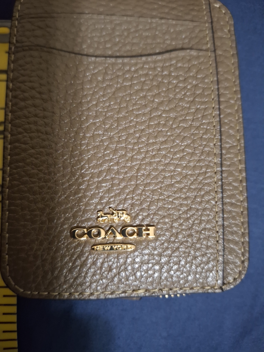 Coach Pebbled Leather Card Case with Chain - Brown/Gold - Picture 6 of 8
